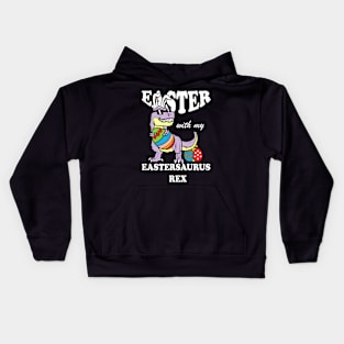 Easter with my eastersaurus rex Bunny Easter Eggs Hunting Kids Hoodie